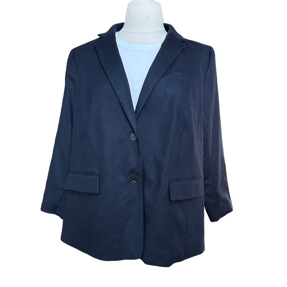 Talbots Womens Navy Blue Wool‎ Blend Two Button Blazer Size 22W NWT - Picture 1 of 15